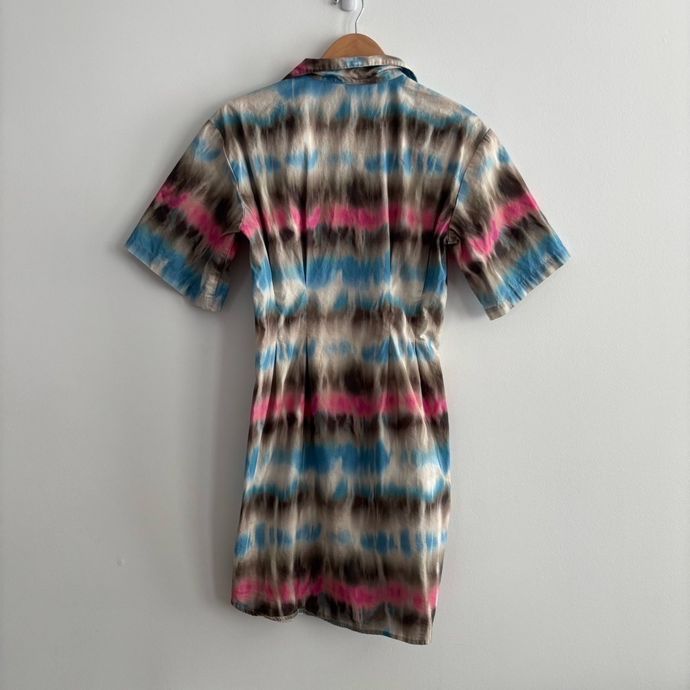 JJXX Tie-Dye Striped Short-Sleeve Midi Shirt Dress - Picture 8 of 12